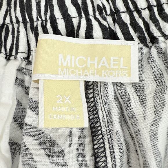 Michael Kors Womens Linen Blend Cargo Pants Plus Size 2X Zebra Print Casual - Picture 11 of 16